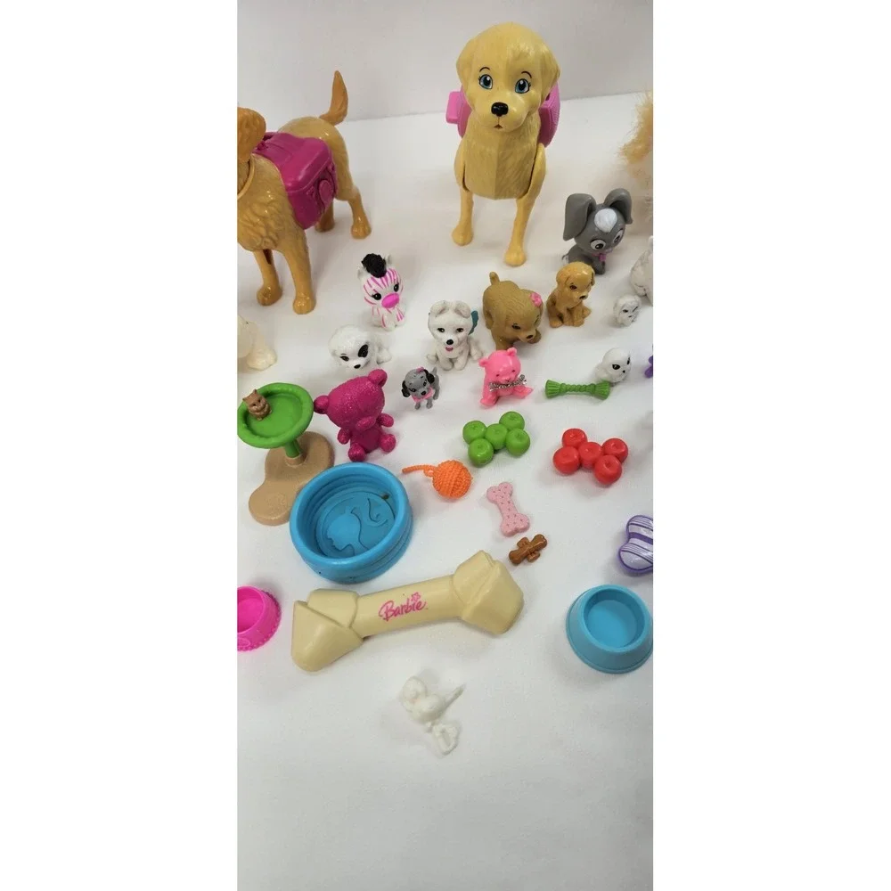 Barbie Pet Dogs Puppies Accessories Animal Lot Bowls Kennel Toys Mattel